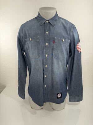 NEW YORK YANKEES / LEVI STRAUSS - Embroidered Patch Mens M Shirt