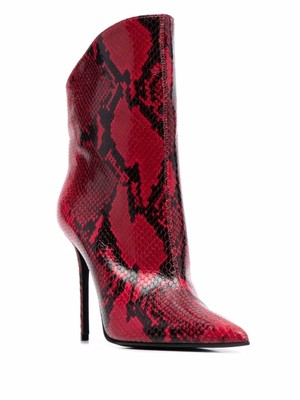 

STEVE MADDEN Женские модельные ботильоны Red Snake на молнии со змеиным принтом на шпильке 9,5 м, Красный, VIA