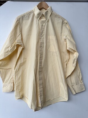 NWOT Brooks Brothers Oxford Button Down Yellow/White Check Size 15 1/2-2/3
