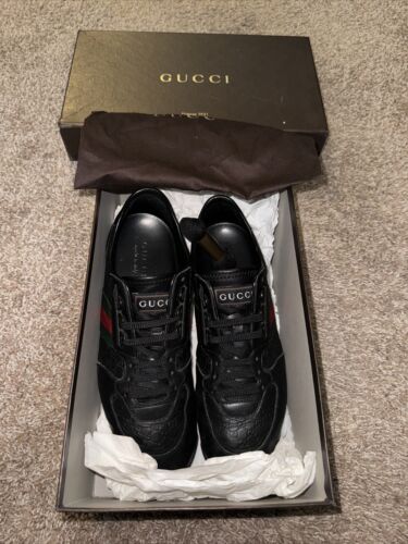 Gucci Micro Guccissima 233334 Men's Black Leather Web Gucci Micro Guccissima 233334 Men's Black Leather Web