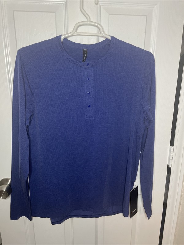 Lululemon 🍋 Reinstate Long Sleeve Henley L Blue NWT
