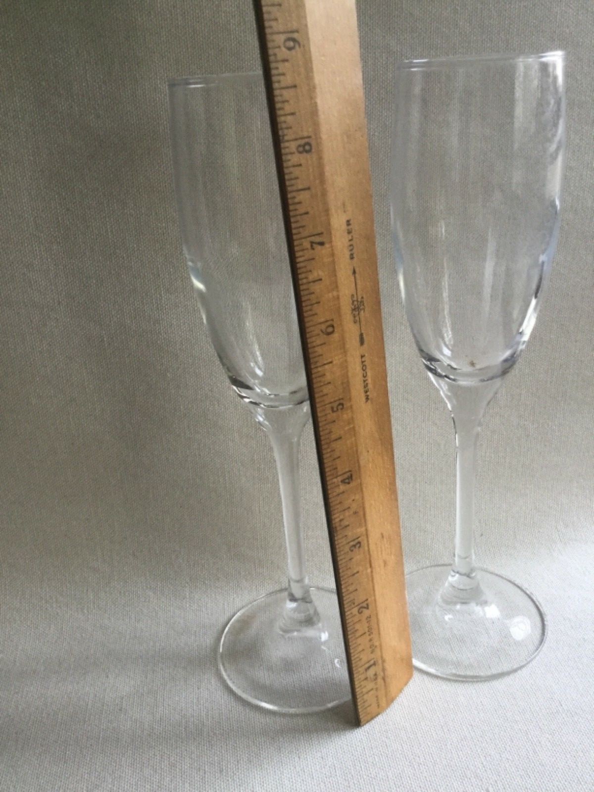 Pair Vintage Champagne Flutes Glasses Wine Glasses Stemware - 8 5/8