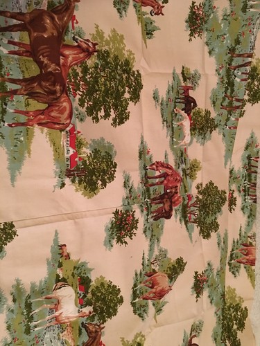 Upholstery Fabric,Horses,Trees,Flowers, House,Grass, House N Home Fabrics Scrap