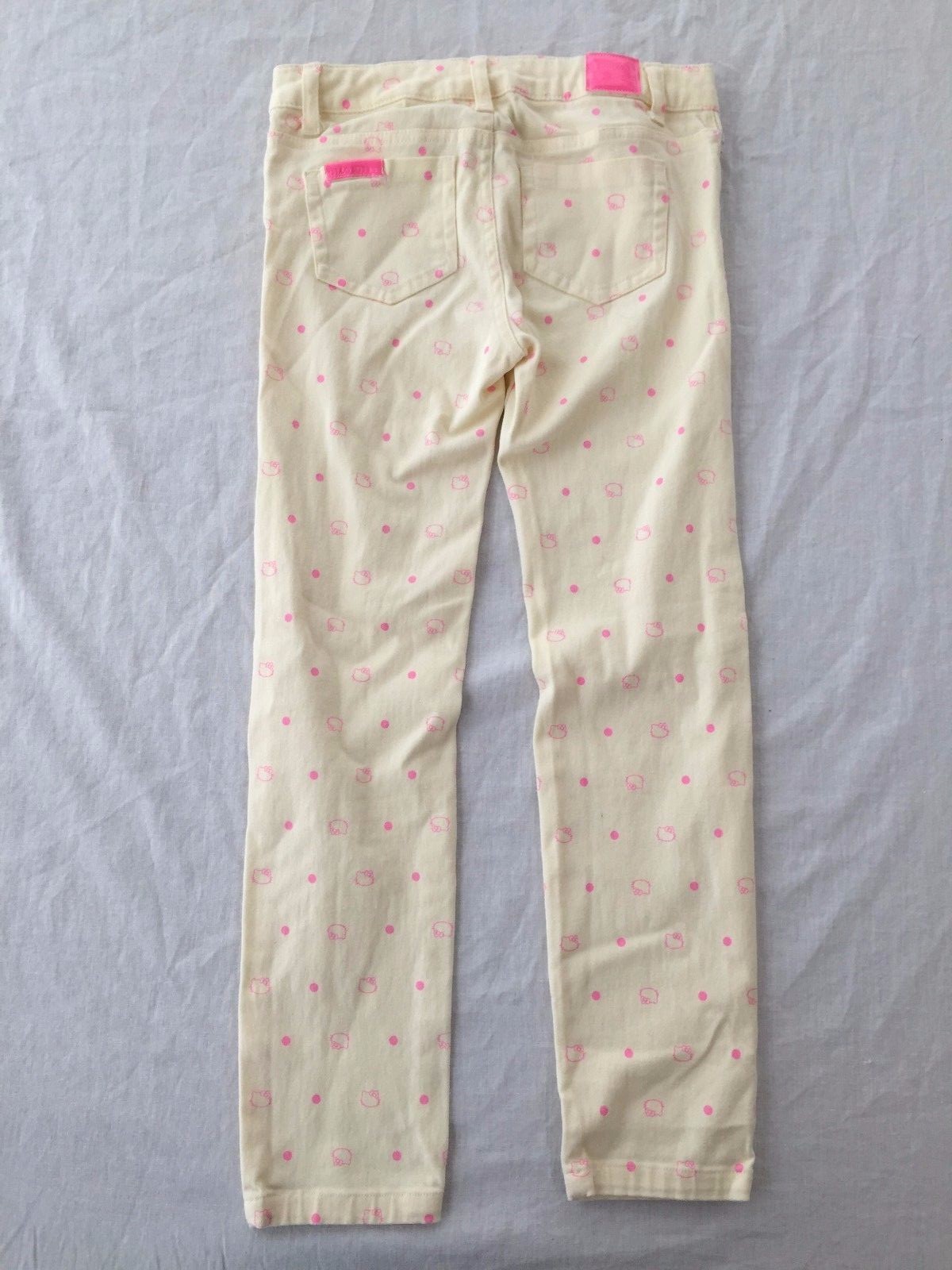 Hello Kitty by Sanrio Stretch Jeans Pants Vanilla Creme w/Pink Girls Size S