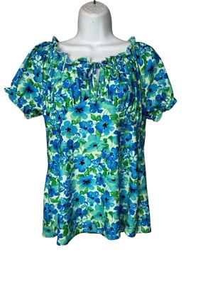 Cato Blouse Floral Print Lightweight Off Shoulder Small Peasant Hippie Festival