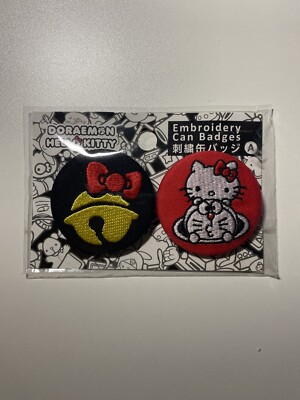 hello kitty and Doraemon Embroidery  can badge, Japan
