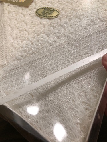 Vintage Baby Shawl Blanket Throw Knit 40 x 40 White Raschel Toddletime Jcpenney