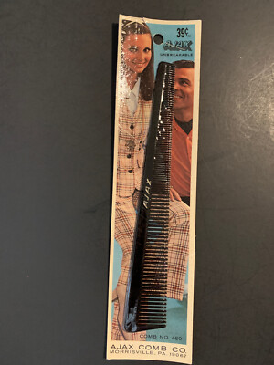 Vintage Ajax Hair Comb Black No. 460 7'' NOS