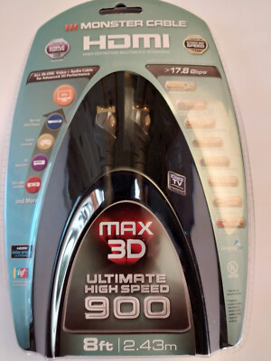 MONSTER CABLE HDMI 8 FT MAX 3D ULTIMATE HIGH SPEED 900 17.8 Gbps - Unopened