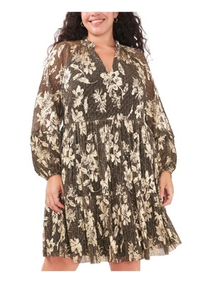 

Женская черная юбка VINCE CAMUTO с длинным рукавом и расклешенным платьем Plus, Черный