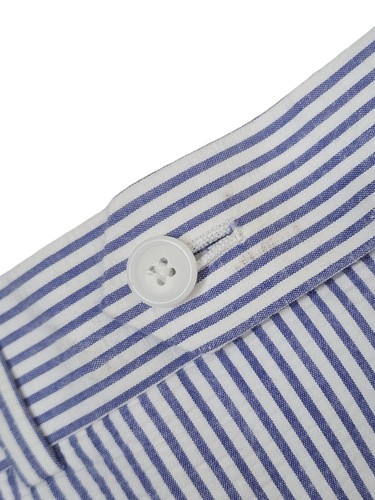 Haspel Suit 42 Seersucker Blue White Striped Cotton 34x31 Pleated Cuff