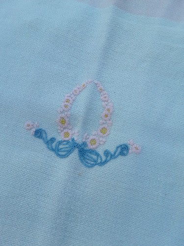 Handwoven Baby Blanket Early 1900s Idabelle Jenning floral sweet