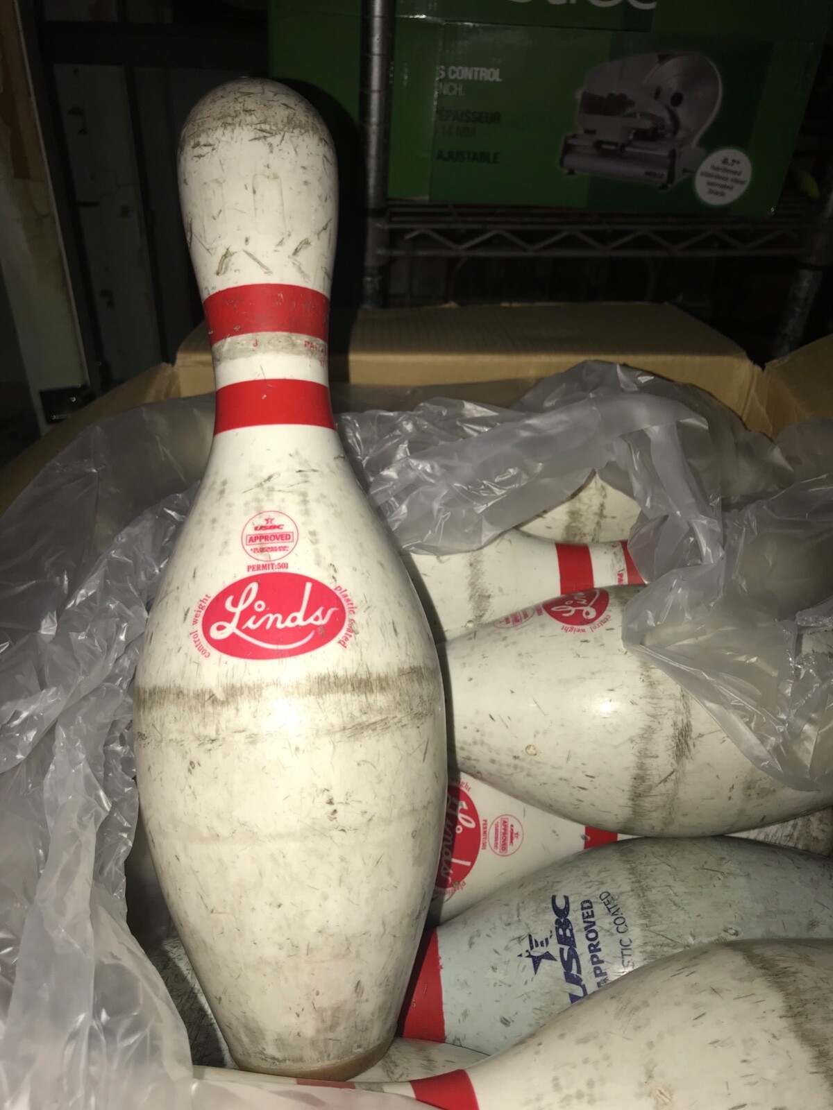 Used Case of  Bowling Pins (1 Case of 10 used pins) Great Target Practice!!