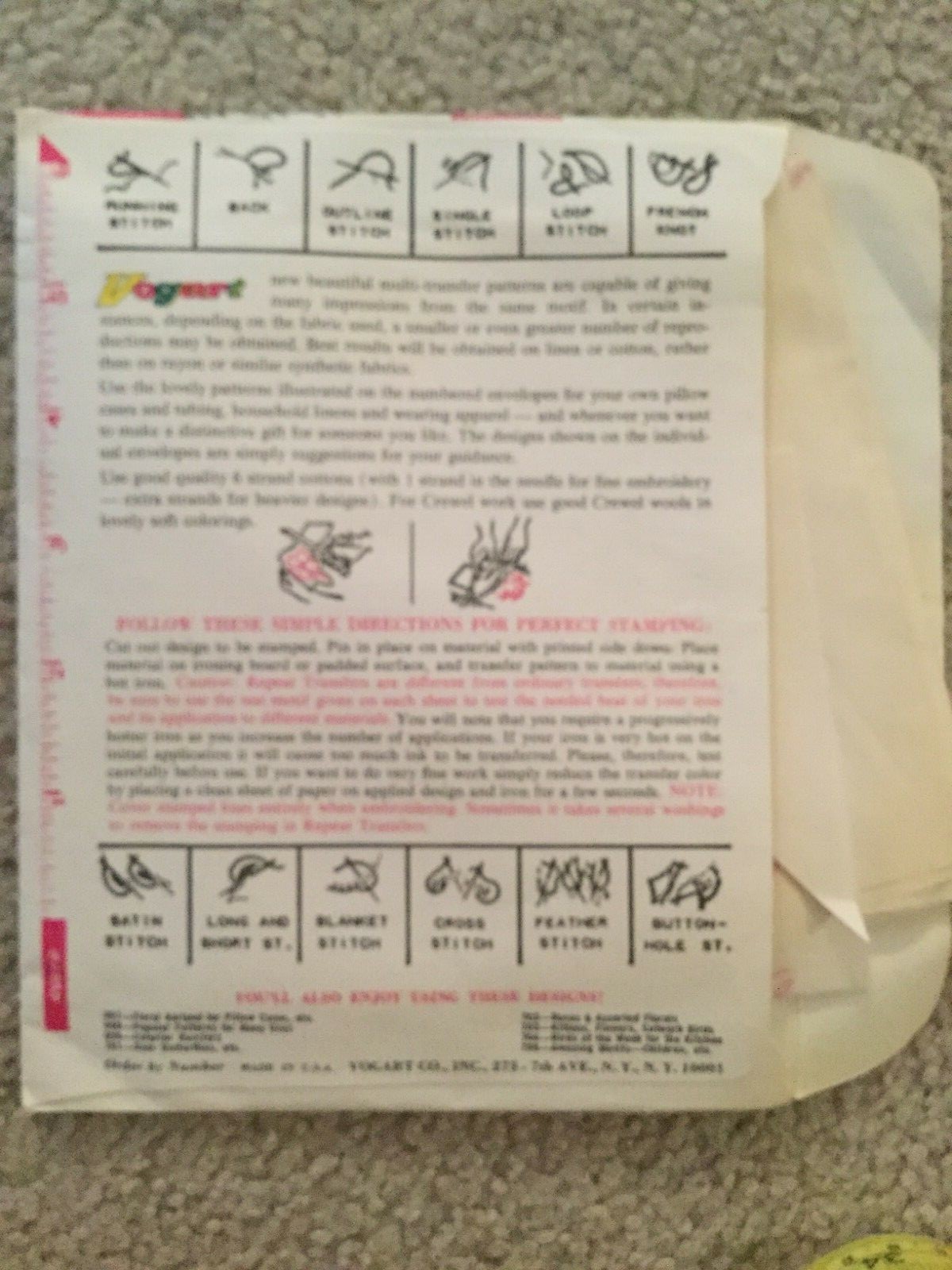 Vogart 702 Original  Hand Embroidery Transfer Pattern Roses Daisies Cut