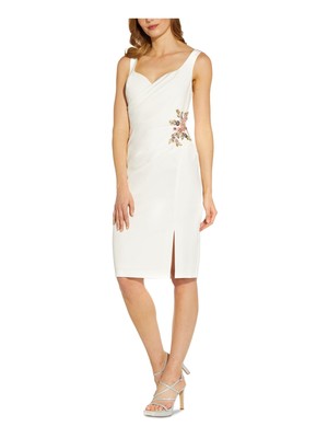 

ADRIANNA PAPELL Женское белое вечернее платье-футляр без рукавов с v-образным вырезом до колена, Белый