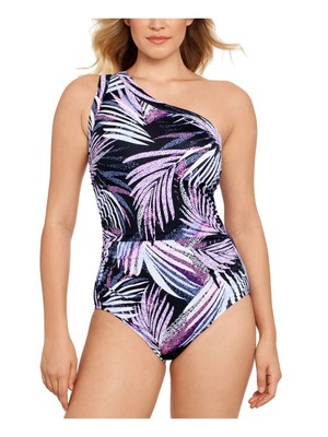 

SWIM SOLUTIONS Женский черный цельный купальник на одно плечо с контролем живота