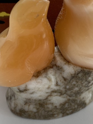 Small Russian Marble Pink Alabaster Love Birds Figurine W/box