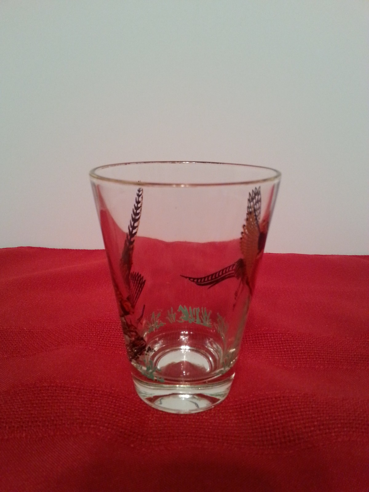 Vintage Hazel Atlas Ringneck Pheasant Bird Rock Whiskey Glass 3 /5/8 Tall