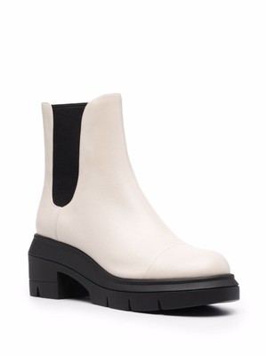 

STUART WEITZMAN Женские бежевые кожаные ботильоны Norah с круглым носком на блочном каблуке, Бежевый, S0164