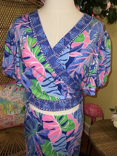 Pre-owned Lilly Pulitzer Sailynn Maxi Set Beleaf In Yourself $258 Size Xl In Multicolor