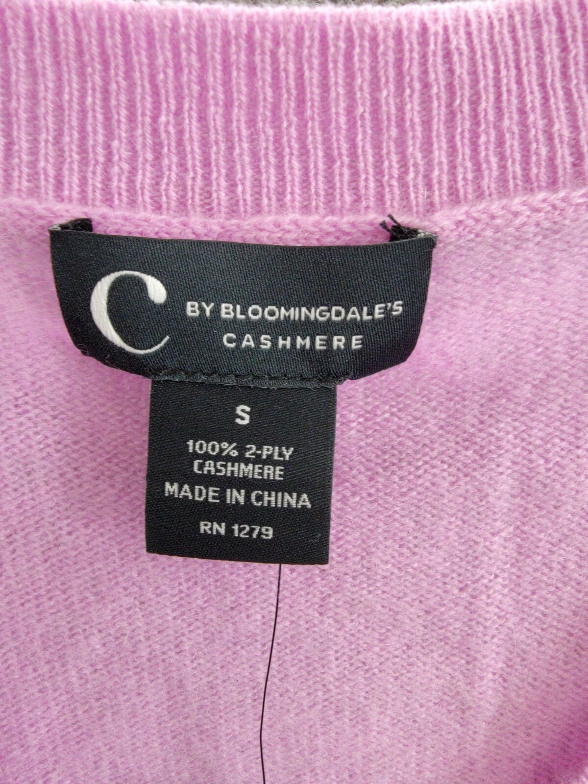 C by Bloomingdale's Cashmere Long Sleeve V-Neck Cardigan Women's S Rose Quartz - Picture 9 of 16
