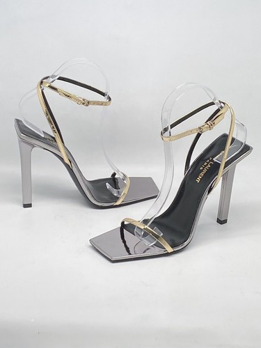 Saint Laurent シルバーサンダル 38 Saint Laurent Pam Sandals In Metallic Leather Retail $1090