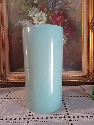Large Vintage Cookson Pottery USA #8139 Tall 12'' Turquoise Color Cylinder Vase 