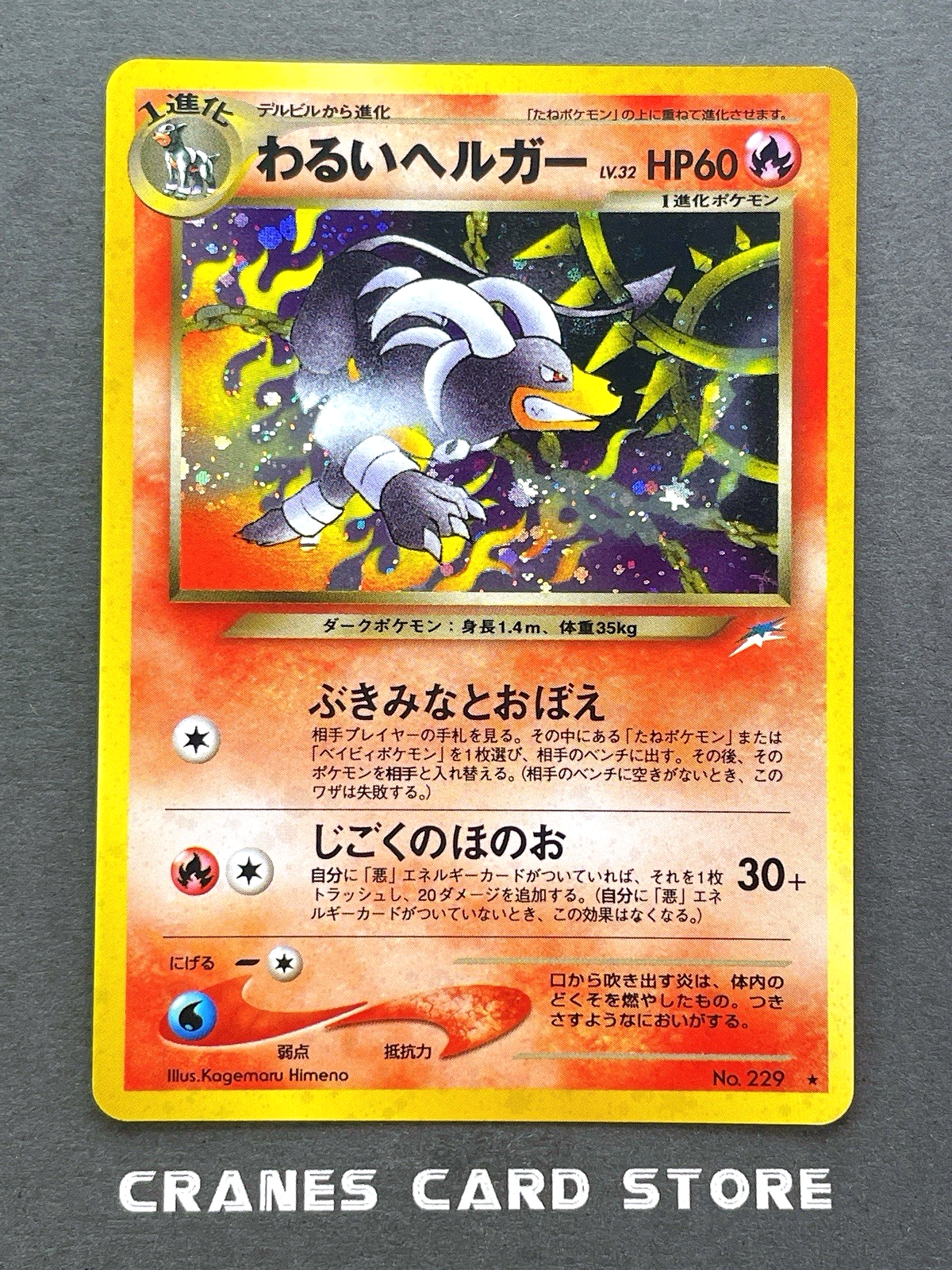 【ポケカ】PSA10 ヘルガー 旧裏 ホロ No.229 HOUNDOOM Houndoom Pokemon Card Holo No.229 Japanese Nintendo Free