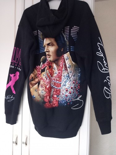 ELVIS PRESLEY Hoodie, Full Zip, ROCK TEES, Black, LARGE Only