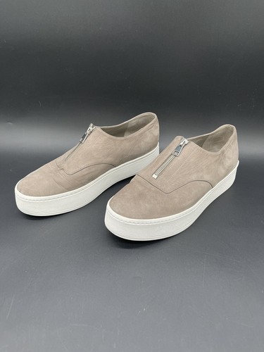 VINCE 'Warren' Limestone Nubuck Suede Zip Sneaker Platform Gray