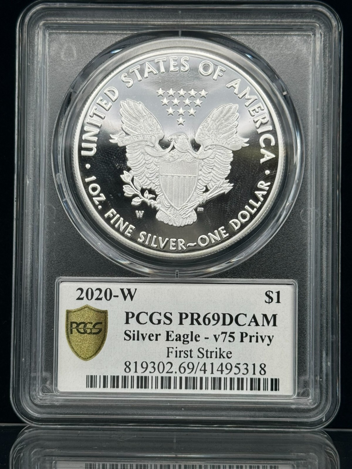 希少！イーグル銀貨2020-Wプルーフコイン Silver Eagle V75 2020-W Proof Silver Eagle V75 Privy - PCGS PR69 DCAM First