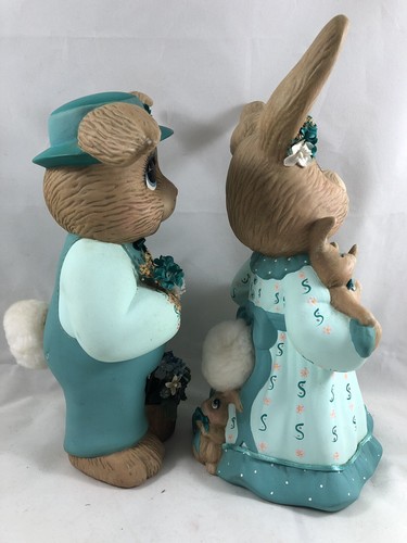 10 1/2” Ceramic Bisque Mama & Papa Bunny Easter Rabbits Hand Painted Molds
