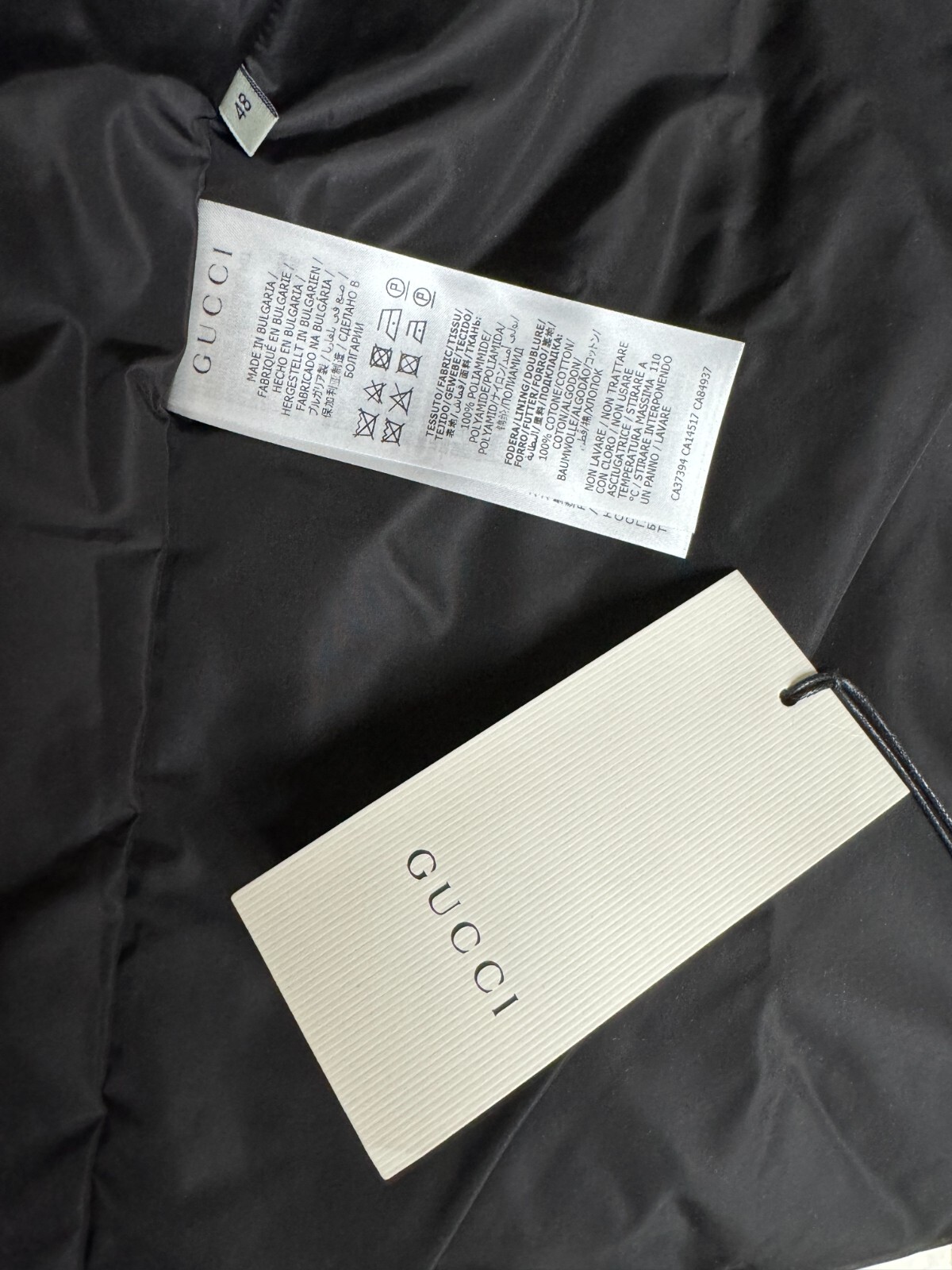 Pre-owned Gucci Authentic Men's Uniform  Black Polyamide Shell Hooded Jacket - Size: 48