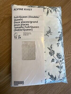 NEW Sealed Ikea  Alvine Kvist  Duvet Cover & Pillowcases, White,Gray, Full/Queen