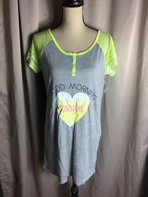 Joe Boxer Womens Night Gown Size Small S Gray Sleep Shirt Good Morning Sunshine