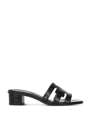 

SAM EDELMAN Женские кожаные шлепанцы на блочном каблуке черного цвета с логотипом Illie 8,5, Черный, H0325L2