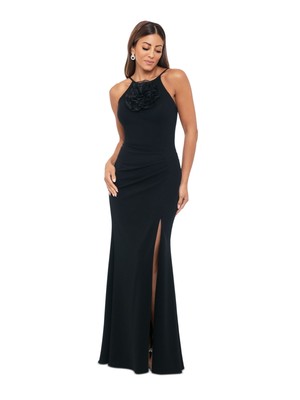 XSCAPE Womens Black Rosette Lined Sleeveless Full-Length Formal Gown Dress 12