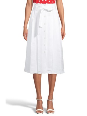 

ANNE KLEIN Женская белая юбка-трапеция с поясом ниже колена для работы на работу, Белый