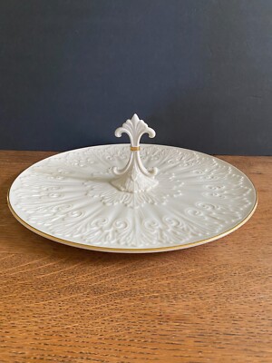 LENOX Chateau Serving Tray w/ HANDLE 24K Gold Trim 12 1/2'' EXC COND Paper Label