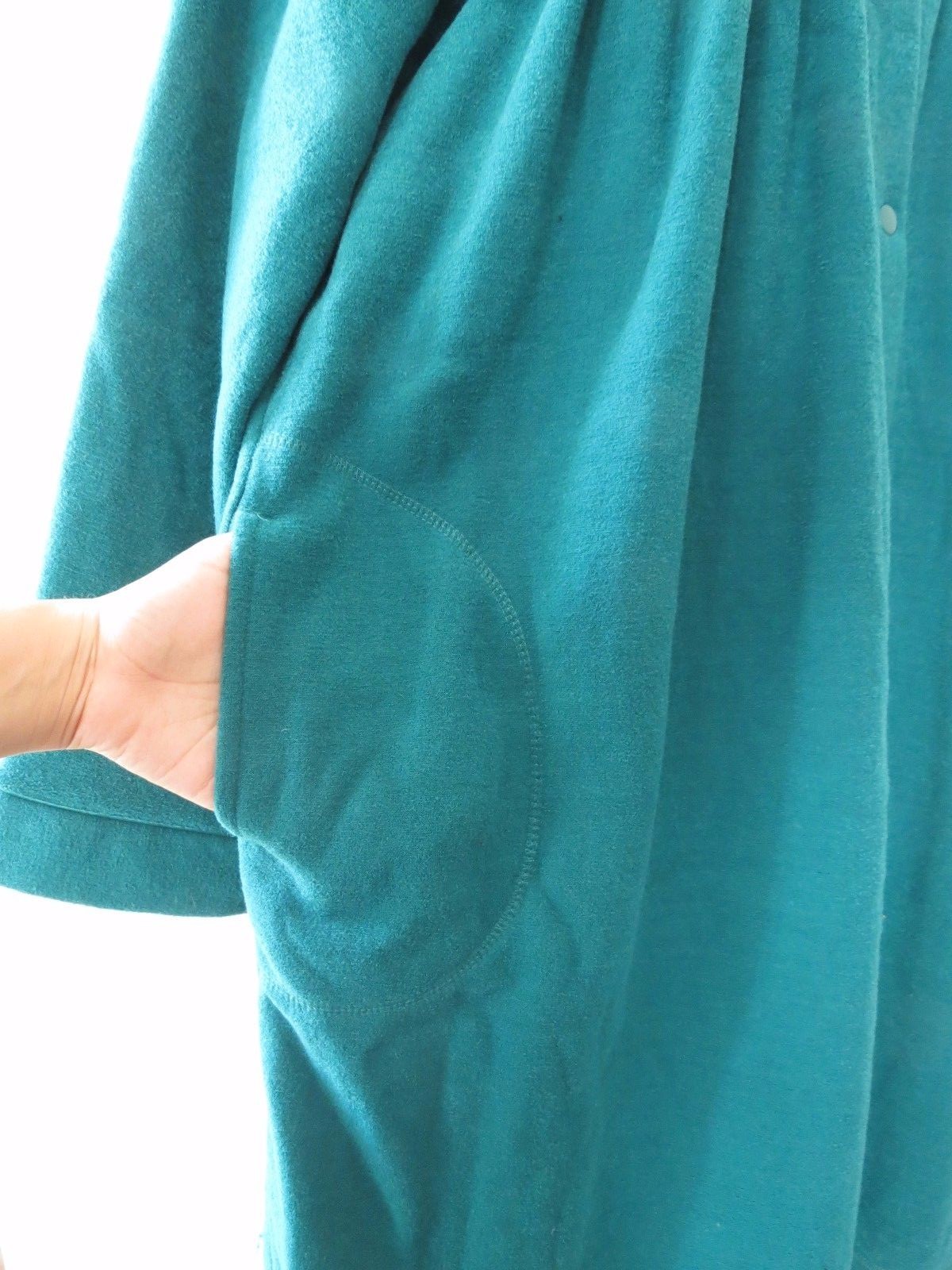 Miss Elaine Pine Green Fleece Lined Snap on Robe House Dress L