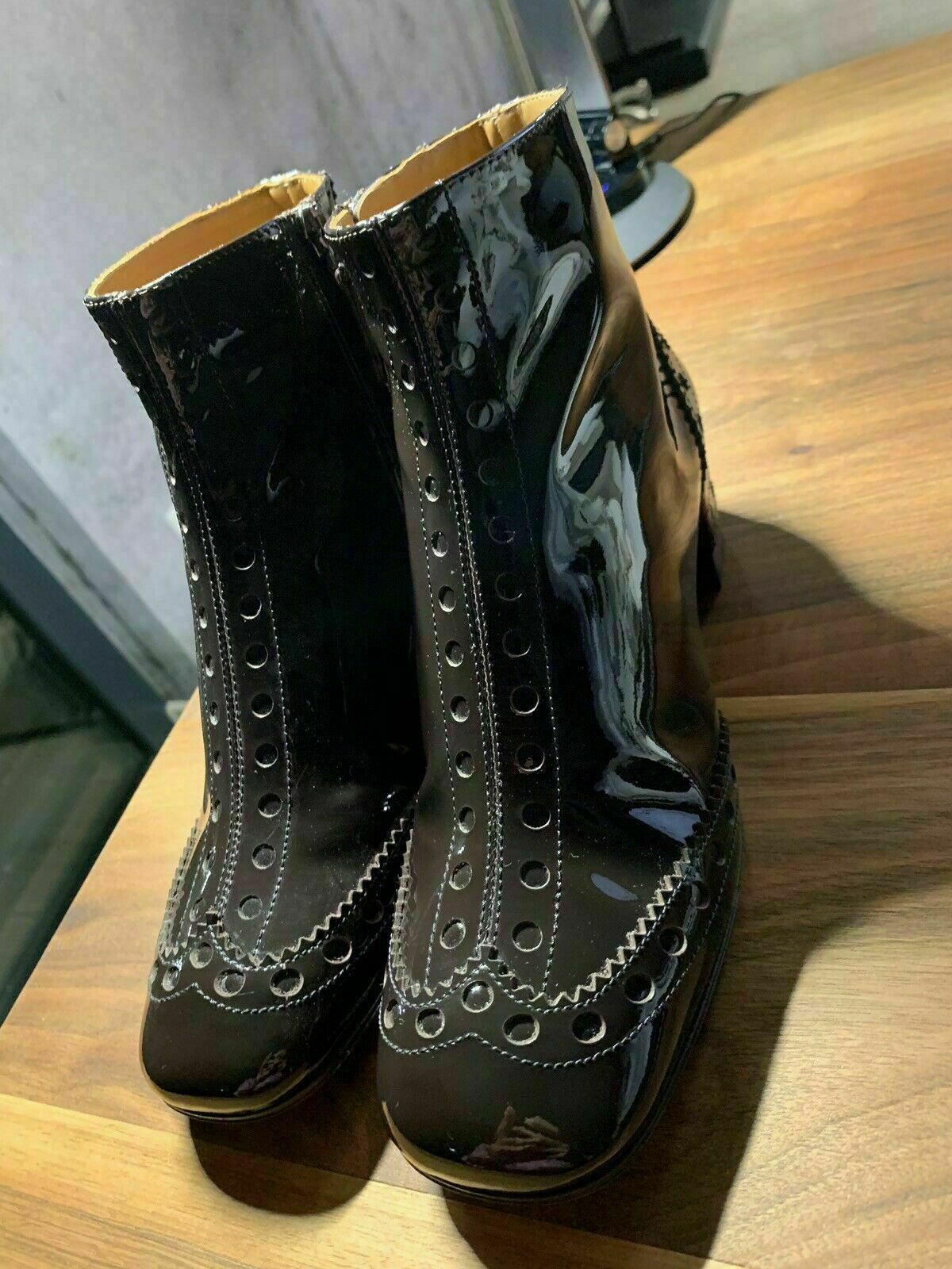 Pre-owned Chloé Chloe Perry Ankle Brogue Boots Iconic Shoes Booties 37.5 In Brown