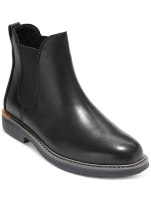 

Мужские туфли на блочном каблуке с круглым носком COLE HAAN, черные, с язычком Goring, Челси, 12 м, Черный, C36531