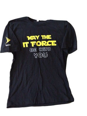 NEW SPRINT Telecom IT Geek T-Shirt Computer Star Wars - Black Large Graphic Tee
