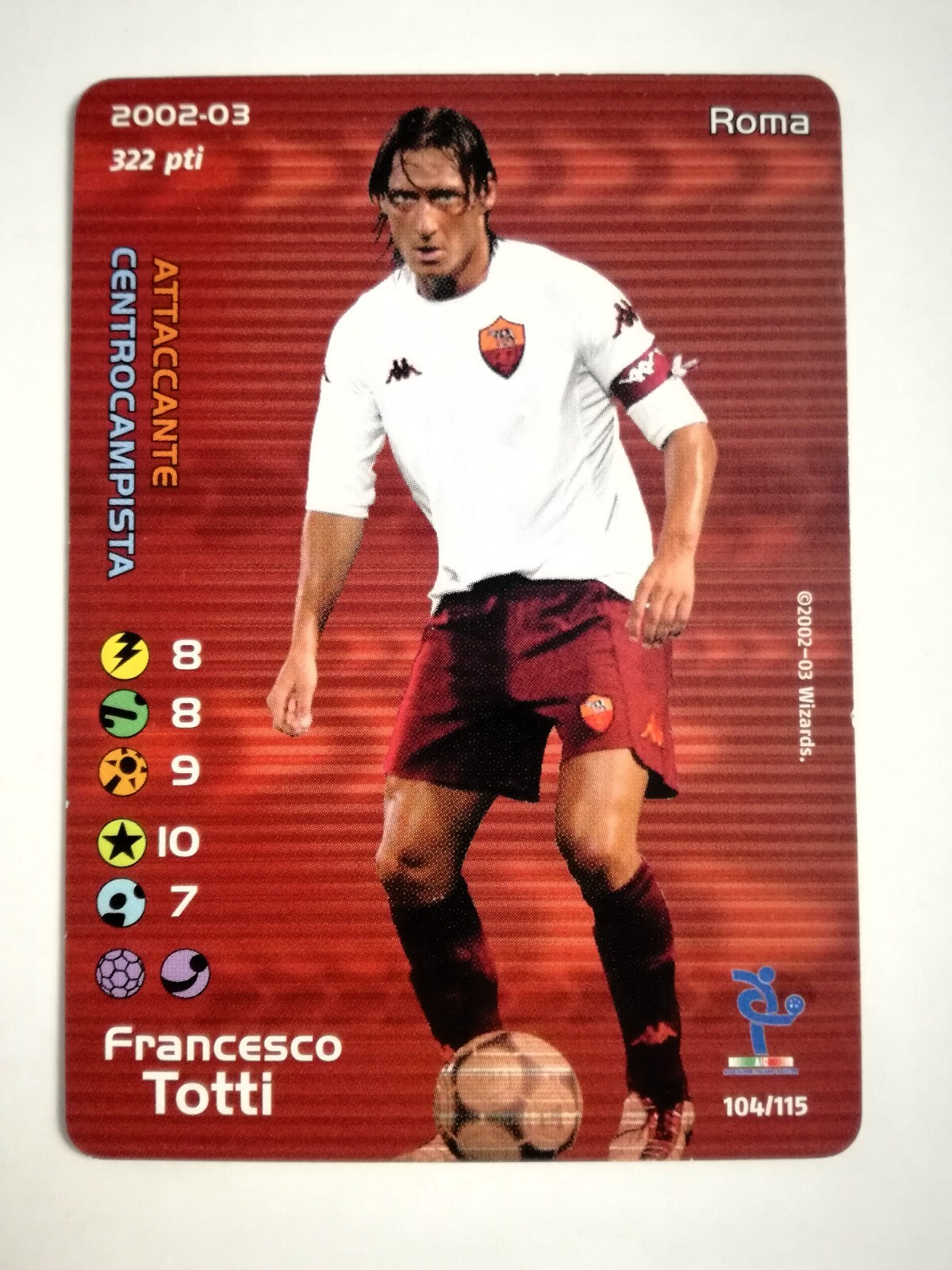 TOTTI 2002 2003 FOOTBALL CHAMPIONS COMUNE SERIE A ROMA