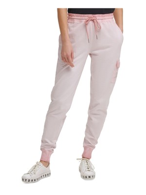 

DKNY JEANS Женские розовые брюки-карго в рубчик с кулиской и манжетами на талии, Розовый, E1FMJB2P