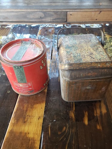 Lot 2 Vintage Pipe Union Leader Cut Plug Smoking Tobacco Tin/Can Advertising 