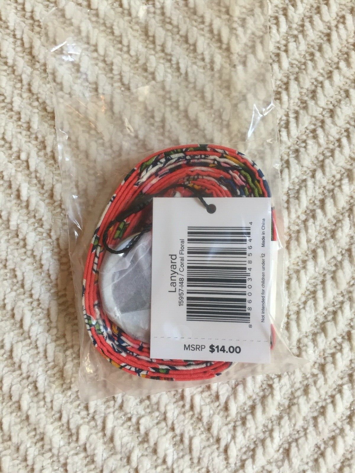 Vera Bradley Lanyard NWT Coral Floral Pattern MSRP $14 Easter, Teacher Gift