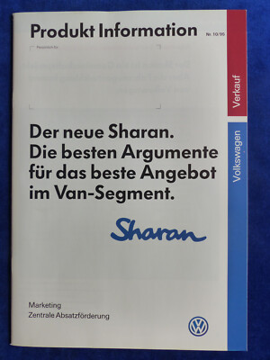 VW Sharan Carat VR6 MJ 1996 interne Argumente - Prospekt Brochure 10.1995