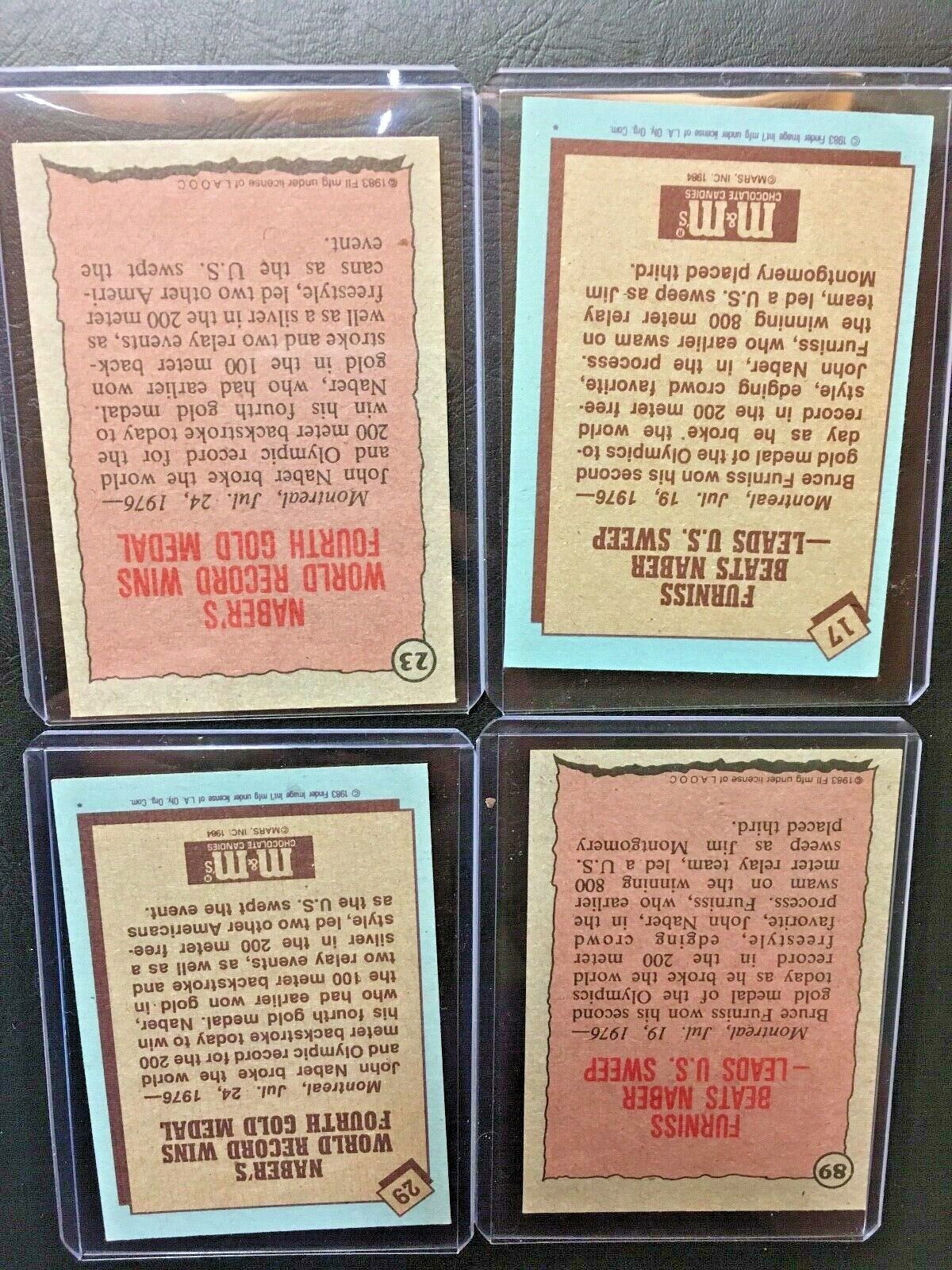 1983 Greatest Olympics Topps John Naber  Furniss 1983 M & M's Lot of 4 swimming