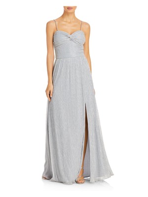 Аква женские серебряные поворот передних мягкие чашки на подкладке спагетти ремень вечернее платье 14